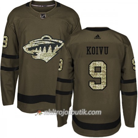 Män Ishockey Minnesota Wild Tröja Mikko Koivu 9 Adidas 2017-2018 Camo Grön Authentic